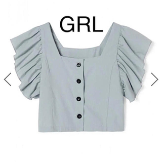 グレイル(GRL)のGRL スクエアネック ブラウス 水色 フリーサイズ(シャツ/ブラウス(半袖/袖なし))