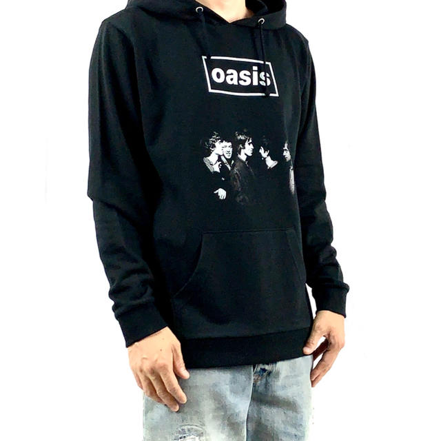 新品 oasis オアシス UK ロック バンド リアム ノエル 黒 パーカートップス