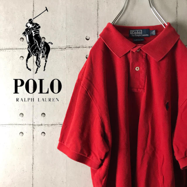 90s ビンテージ ラルフローレン POLO1993  半袖 ポロシャツ 赤 M