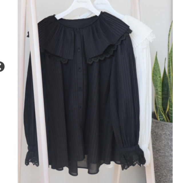 rosymonster airy pleats lace blouse ブラック