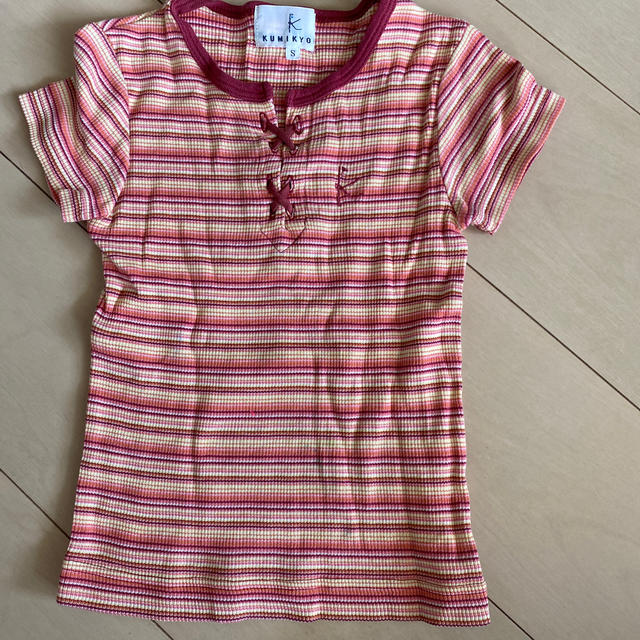 kumikyoku（組曲）(クミキョク)の子供服　組曲　ピンクボーダータイプ　Tシャツ　100〜110 キッズ/ベビー/マタニティのキッズ服女の子用(90cm~)(Tシャツ/カットソー)の商品写真
