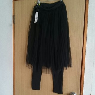 ジーユー(GU)の新品 GU チュールレギンススカート黒 Sサイズ(ひざ丈スカート)