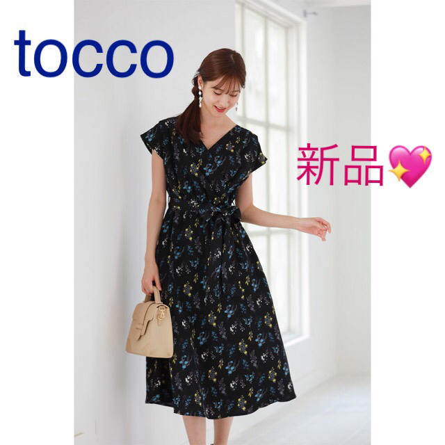 tocco(トッコ)の新品★トッコクローゼット★深田恭子さん着用りぼん付きフラワープリントワンピース レディースのワンピース(ロングワンピース/マキシワンピース)の商品写真