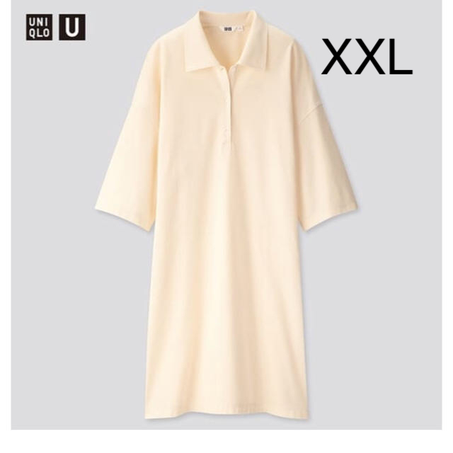 UNIQLO(ユニクロ)の☆再値下げ　新品未使用☆UNIQLO ポロ　ワンピース　オフホワイト　XXL レディースのワンピース(ひざ丈ワンピース)の商品写真