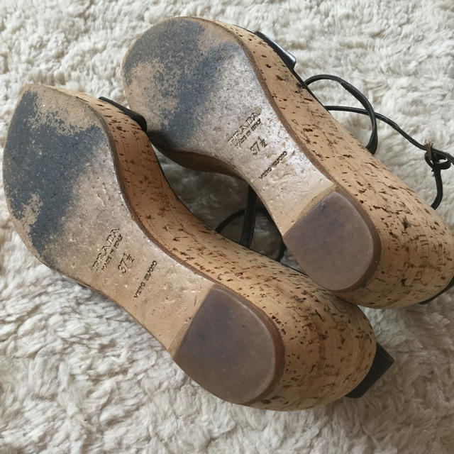 正規品 プラダ コルク ウェッジソール サンダル