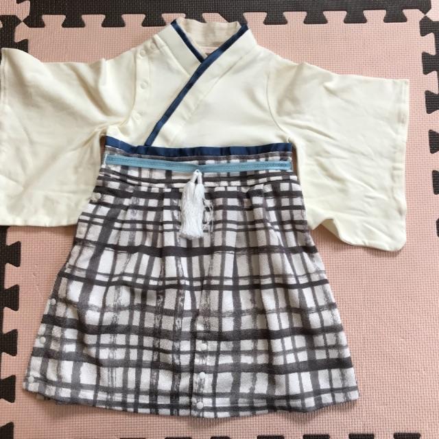 sweet mommy 素肌に優しいオーガニックコットン　和柄　袴ロンパース キッズ/ベビー/マタニティのベビー服(~85cm)(和服/着物)の商品写真