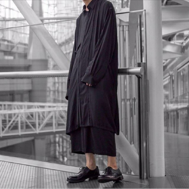 Yohji Yamamoto レーヨン裁ち切りロングシャツ