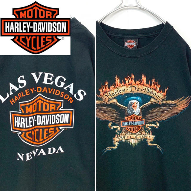 Harley Davidson(ハーレーダビッドソン)のレア☆USA製 90s【ハーレーダビッドソン】Tシャツ 半袖 両面プリント 鷹 メンズのトップス(Tシャツ/カットソー(半袖/袖なし))の商品写真