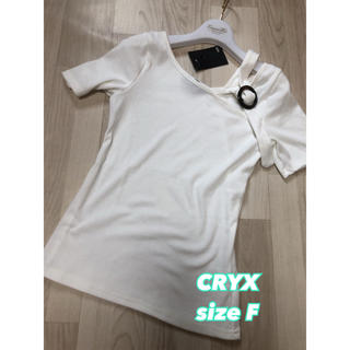クリックス(CRYX)の新品①⓪③CRYX 変形ワンショルダーリブカットソー sizeF(カットソー(半袖/袖なし))