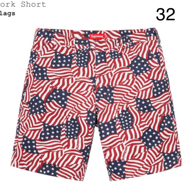 FlagsSIZEシュプリーム  Supreme Work Short red Flags 32