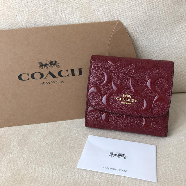新品☆COACH(コーチ)レッド シグネチャー レザー 折り財布