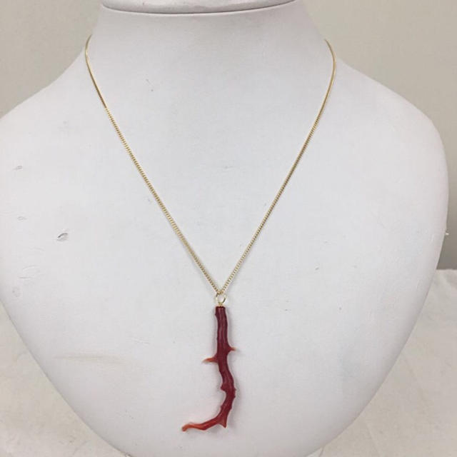 天然 血赤珊瑚 43.5mm K18 ゴールド ネックレスの通販 by とう's shop｜ラクマ