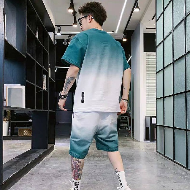 メンズ セットアップ Tシャツ ハーフパンツ 半袖 短パン セット 上下