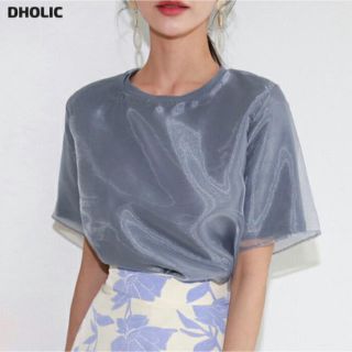 ディーホリック(dholic)の値下げしました⭐︎メッシュレイヤードTシャツ　ライトグレー(Tシャツ(半袖/袖なし))