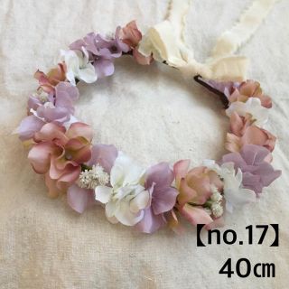 【no.17】花冠　花かんむり《ピンク》40㎝　ベビー　キッズ　子供　赤ちゃん(ファッション雑貨)