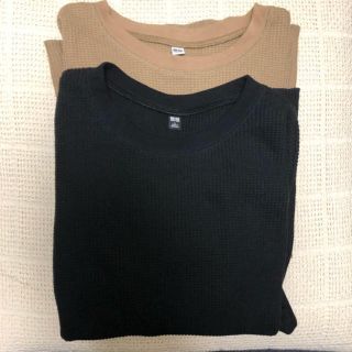 ユニクロ(UNIQLO)のユニクロ　ワッフルクルーネックT 2枚組　L(Tシャツ(長袖/七分))