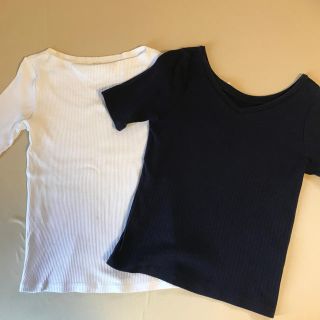 ユニクロ(UNIQLO)のユニクロ　リブTシャツ2枚セット　Mサイズ(Tシャツ(半袖/袖なし))