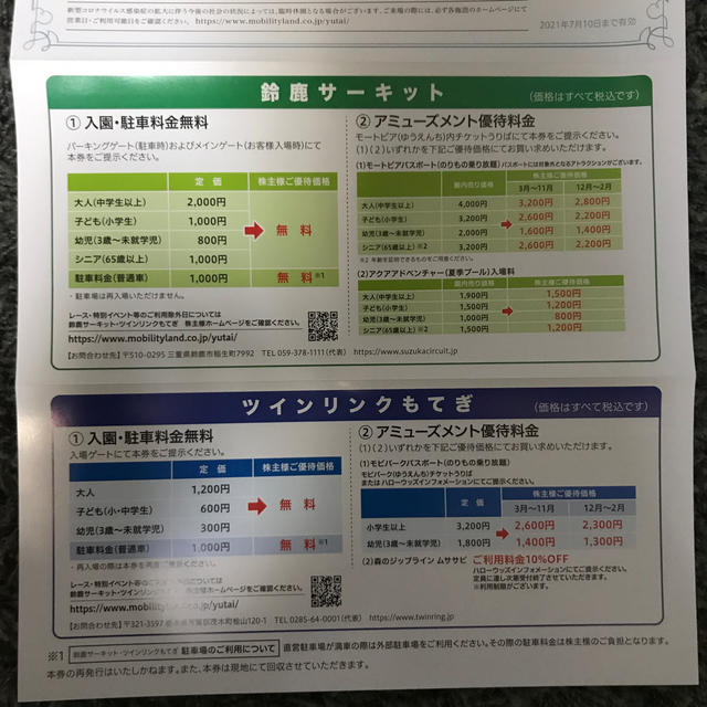 ホンダ(ホンダ)のホンダ  株主優待 チケットの施設利用券(遊園地/テーマパーク)の商品写真