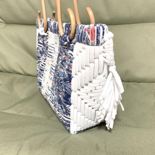 ズパゲッティ　ネット編み込み　マクラメ　トートバッグ ハンドメイドのファッション小物(バッグ)の商品写真