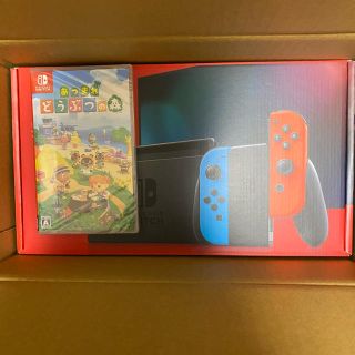 ニンテンドースイッチ(Nintendo Switch)の新型　ニンテンドウ　switch 本体　ネオンブルー　どうぶつの森　セット(家庭用ゲーム機本体)