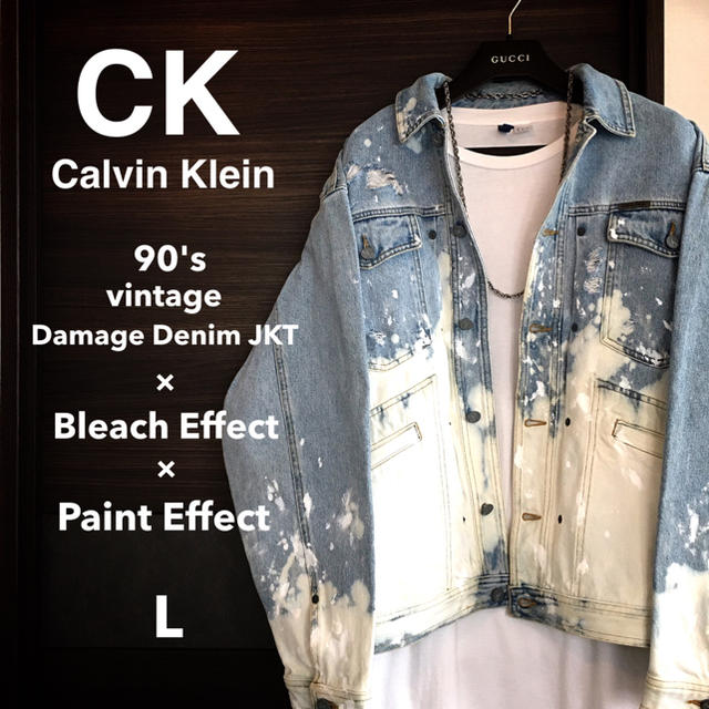 【激レア1点物】Calvin kleinブリーチ×ペイント×ダメージデニムJKT