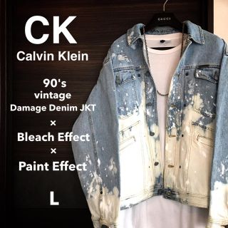 カルバンクライン(Calvin Klein)の【激レア1点物】Calvin kleinブリーチ×ペイント×ダメージデニムJKT(Gジャン/デニムジャケット)