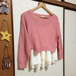 ヒアーズ(HERE'S)の春ニットシフォントップス(カットソー(長袖/七分))