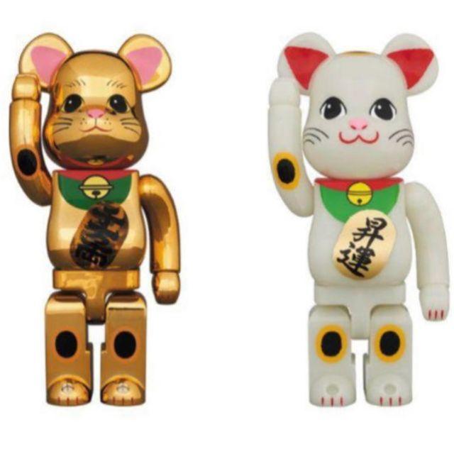 BE@RBRICK 招き猫 金メッキ 発光& 昇運 蓄光 400% 2体セットエンタメ その他