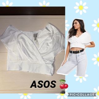 エイソス(asos)の新品　asos  クロップトップス　ブラウス(Tシャツ(半袖/袖なし))