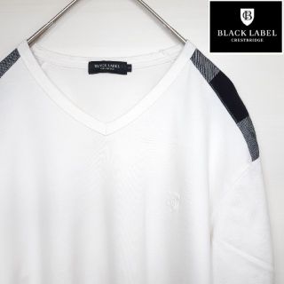 ブラックレーベルクレストブリッジ(BLACK LABEL CRESTBRIDGE)のブラックレーベル クレストブリッジ Tシャツ 白 チェック バーバリー L(Tシャツ/カットソー(半袖/袖なし))