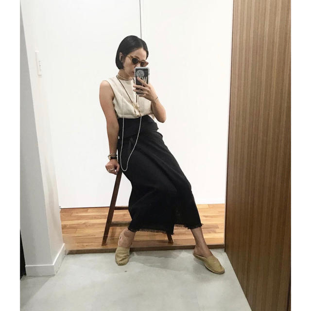 Sorm'86 original linen 2 way skirt/ NavyRonHermanのSorm