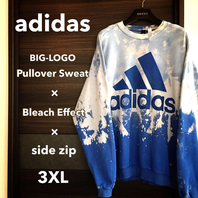 【激レア1点物】adidasビッグロゴ サイドZIPスウェット×ブリーチ3XL