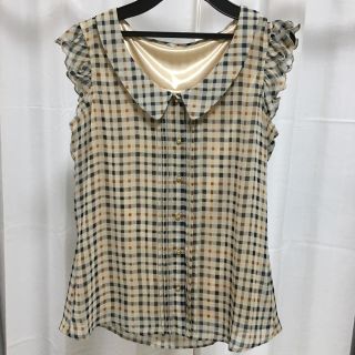 ミッシュマッシュ(MISCH MASCH)のミッシュマッシュ  チェックフリル袖ブラウス　M MISCHMASCH(シャツ/ブラウス(半袖/袖なし))