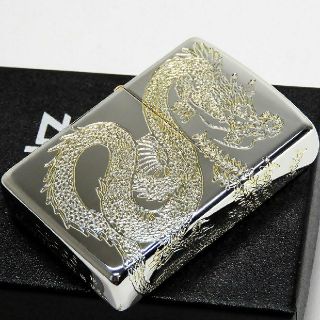 ジッポー(ZIPPO)の(送料込み)ZIPPO◇３面金彫り◇龍と鳳凰◇シルバー鏡面◇新品◇ジッポ(タバコグッズ)