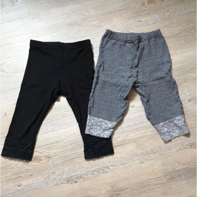 【2枚セット】レース☆7分丈レギンス　サイズ90 キッズ/ベビー/マタニティのキッズ服女の子用(90cm~)(パンツ/スパッツ)の商品写真