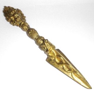 チベット密教法具 金剛杭 3面憤怒尊 プルパ キーラ 独鈷杵 27cm