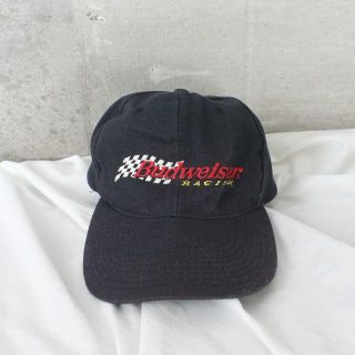 USA 古着 Budweiser バドワイザー レーシング 刺繍ロゴ キャップ(キャップ)