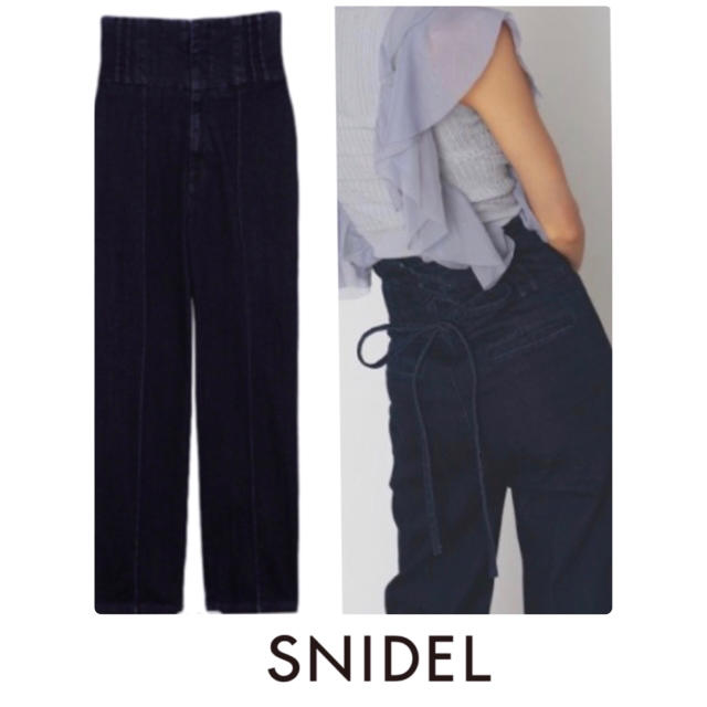 SNIDEL(スナイデル)の最終値下げ！レースアップデニムパンツ　インディゴM レディースのパンツ(デニム/ジーンズ)の商品写真