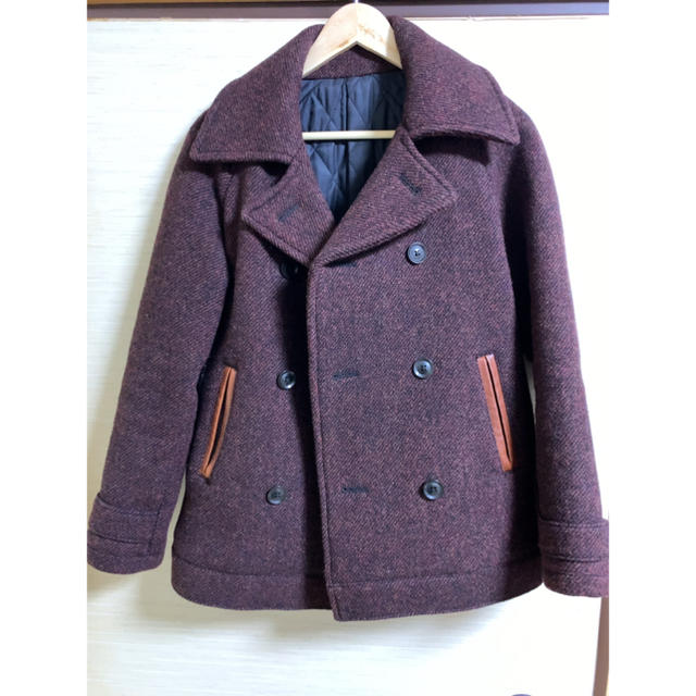 女性が喜ぶ♪ LOUNGE LIZARD 革切替ヘリンボーンピーコート 美品 未