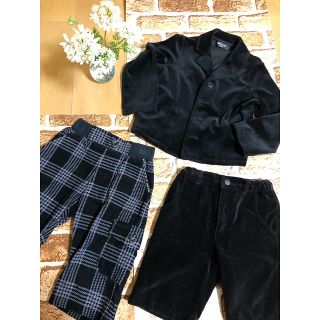 コムサイズム(COMME CA ISM)のCOMME CA ISM 黒ジャケットと黒チェックズボン2着　３点セット(ドレス/フォーマル)