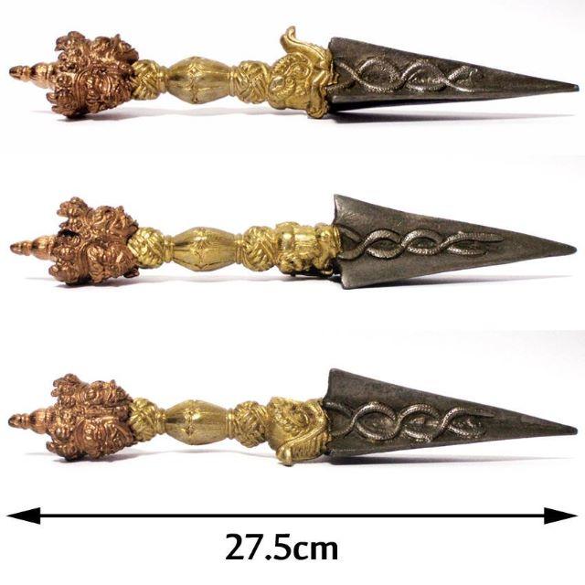 チベット密教法具 金剛杭 3面憤怒尊 プルパ キーラ 独鈷杵 27cm チベット密教法具 金剛杭 3面憤怒尊 プルパ キーラ 独鈷杵 27cm