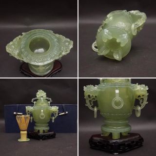パネル 砡石香炉、唐木台付 骨董品置物 美術品 - crumiller.com