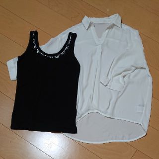 イング(INGNI)の【INGNI】七分丈シャツ&ビジュー付きタンクトップ セット(シャツ/ブラウス(長袖/七分))