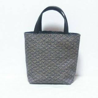 ハンドメイド☆ミニトートバッグ（青海波）(バッグ)