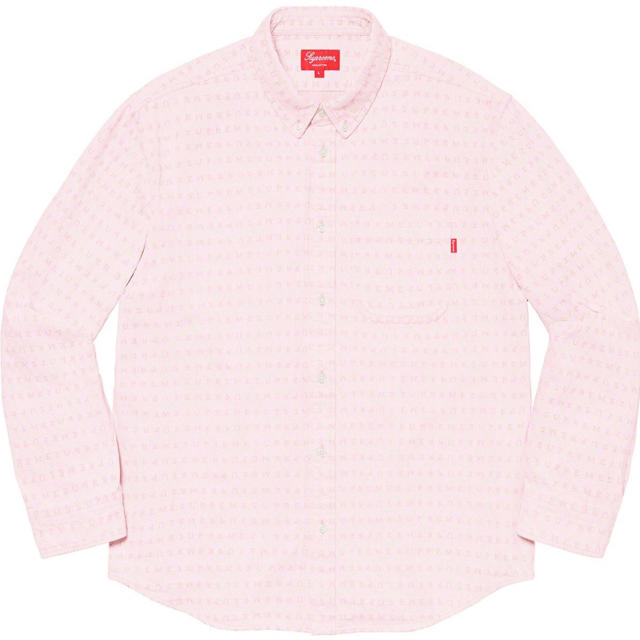 supreme Jacquard Logos Denim Shirt Pink