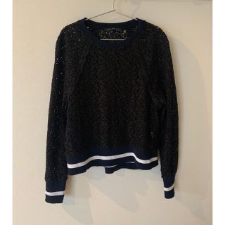 ザラ(ZARA)の☆セール 30%OFF☆【古着】レーストップス　zara ネイビー(カットソー(長袖/七分))