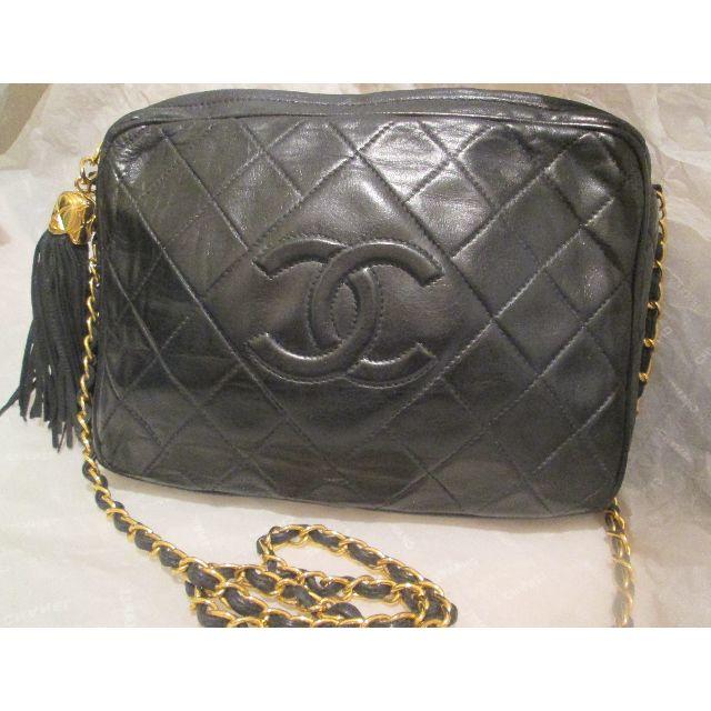 CHANEL - 正規　CHANEL　紺ラム　マトラッセフリンジショルダーバック斜め掛け可