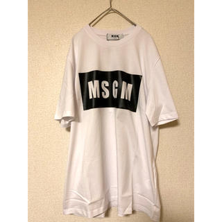 エムエスジイエム(MSGM)の新品 msgm Tシャツ Mサイズ ボックスロゴ ホワイト ブラック(Tシャツ/カットソー(半袖/袖なし))