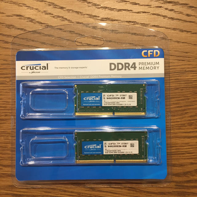 ノートPC用メモリ 8GB×2 DDR4-2666 『crucial』