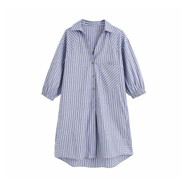 ZARA(ザラ)の1826＊S/S ストライプ柄 シャツワンピース レディースのワンピース(ひざ丈ワンピース)の商品写真